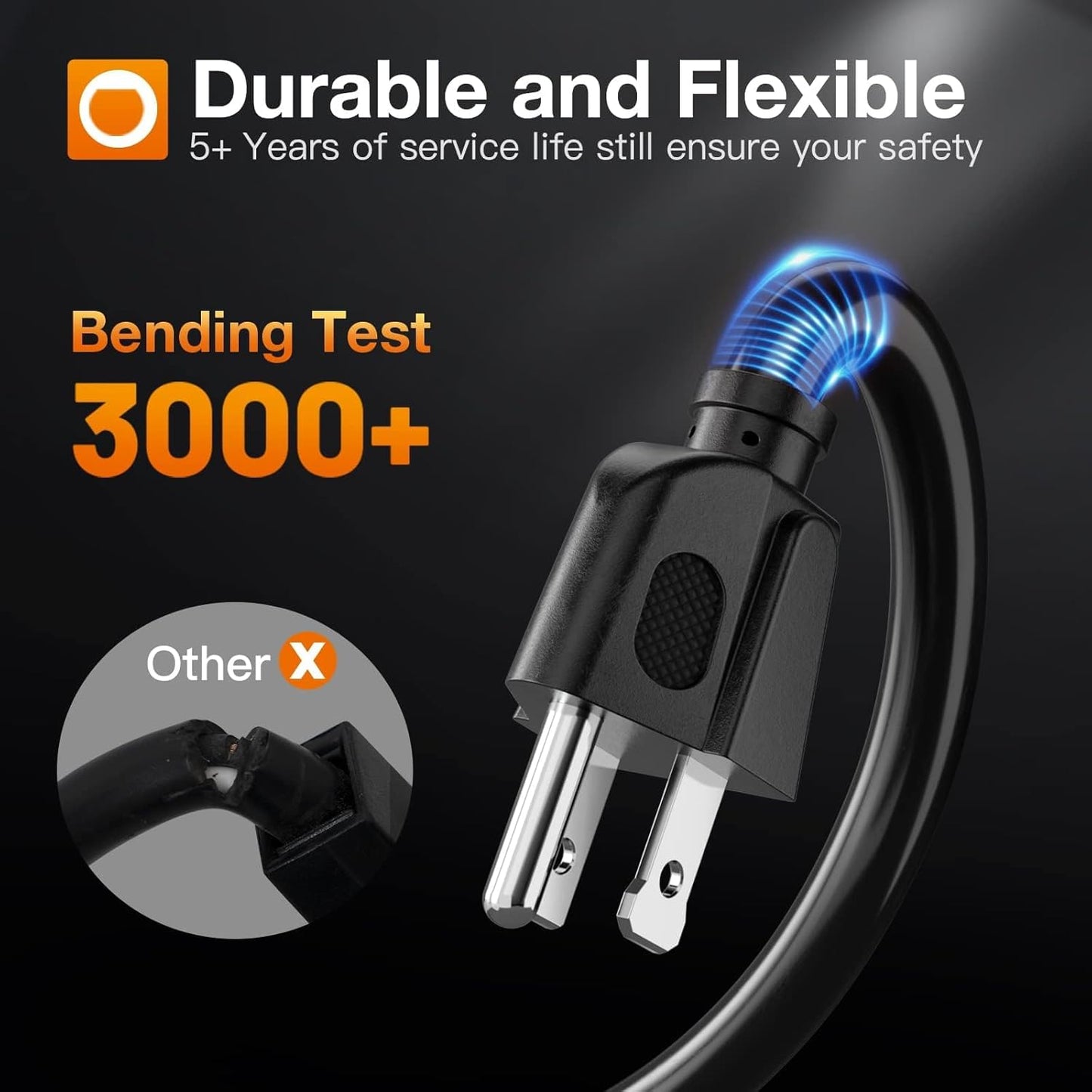 Addlon - Cable de extensión para exteriores de 25 pies, impermeable, 16 AWG 3 puntas