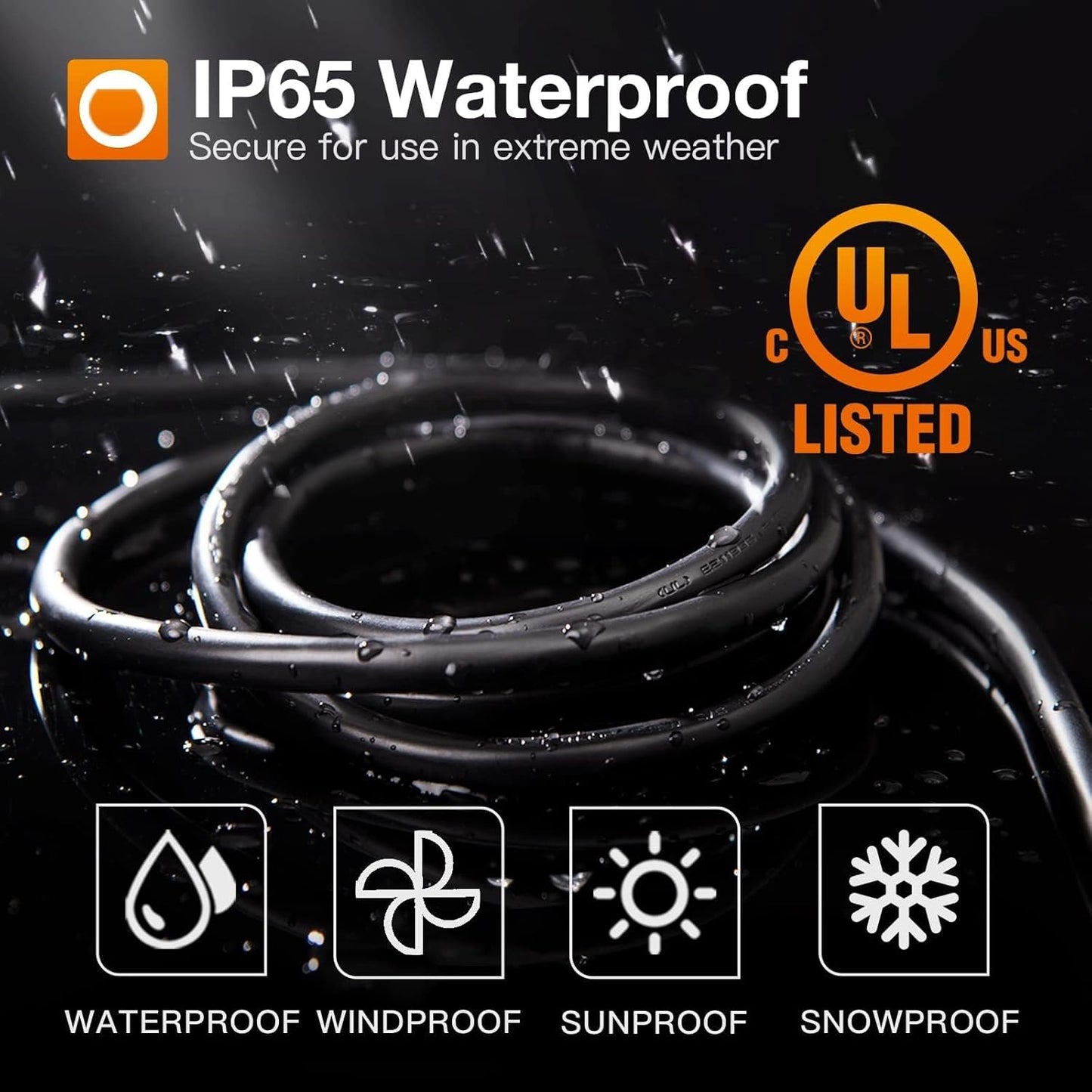 Addlon - Cable de extensión para exteriores de 25 pies, impermeable, 16 AWG 3 puntas