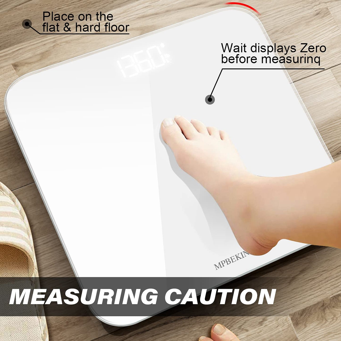 Báscula MPBEKING, digital de alta precisión con Bluetooth y pantalla LED iluminada