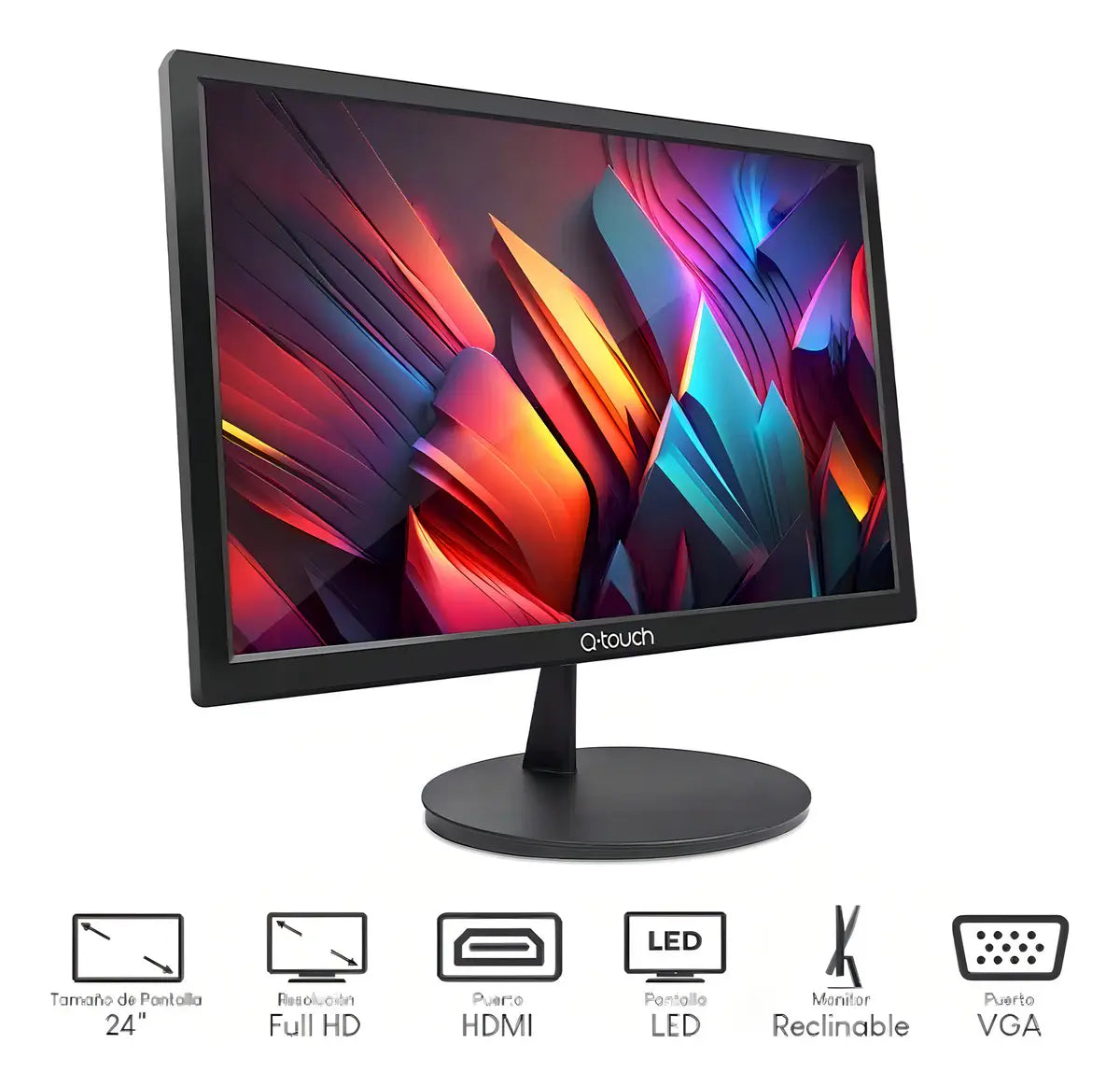 Monitor LED 24 pulgadas Q-Touch Full HD 75Hz HDMI VGA Negro Slim