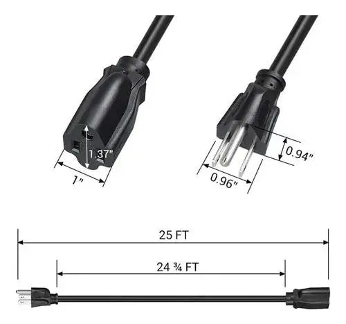 Addlon - Cable de extensión para exteriores de 25 pies, impermeable, 16 AWG 3 puntas