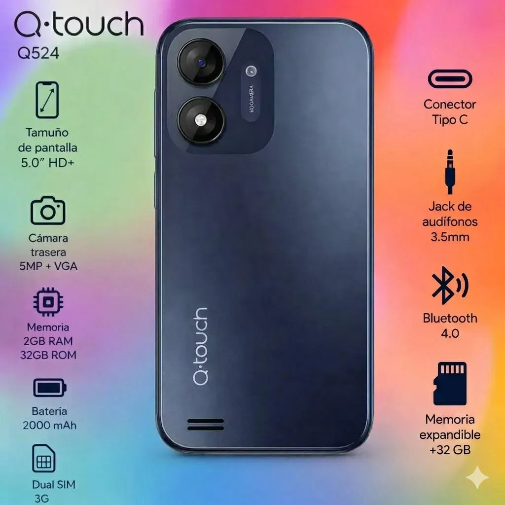 Smartphone Qtouch Q524 Azul Oscuro 32gb 2gb Ram Económico