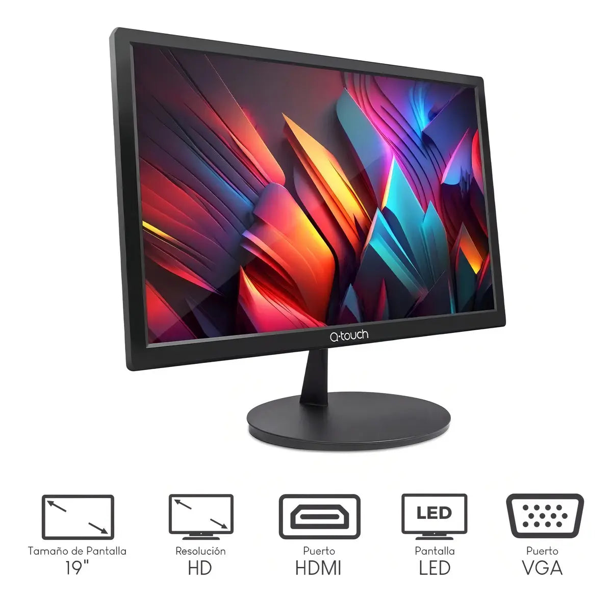 Monitor Q-Touch 19" LED HD 1440x900 75Hz Negro QT-1900 Computador HDMI