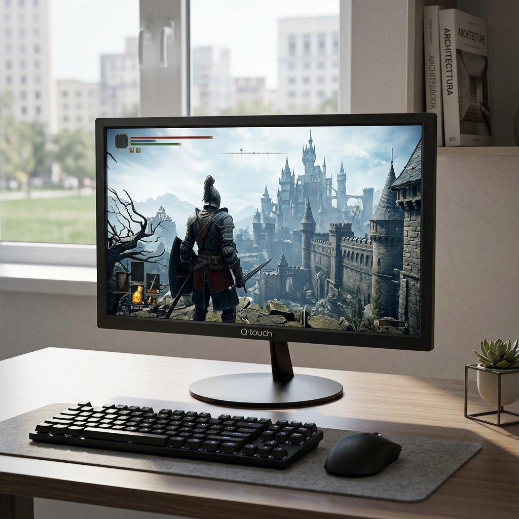 Monitor LED 24 pulgadas Q-Touch Full HD 75Hz HDMI VGA Negro Slim